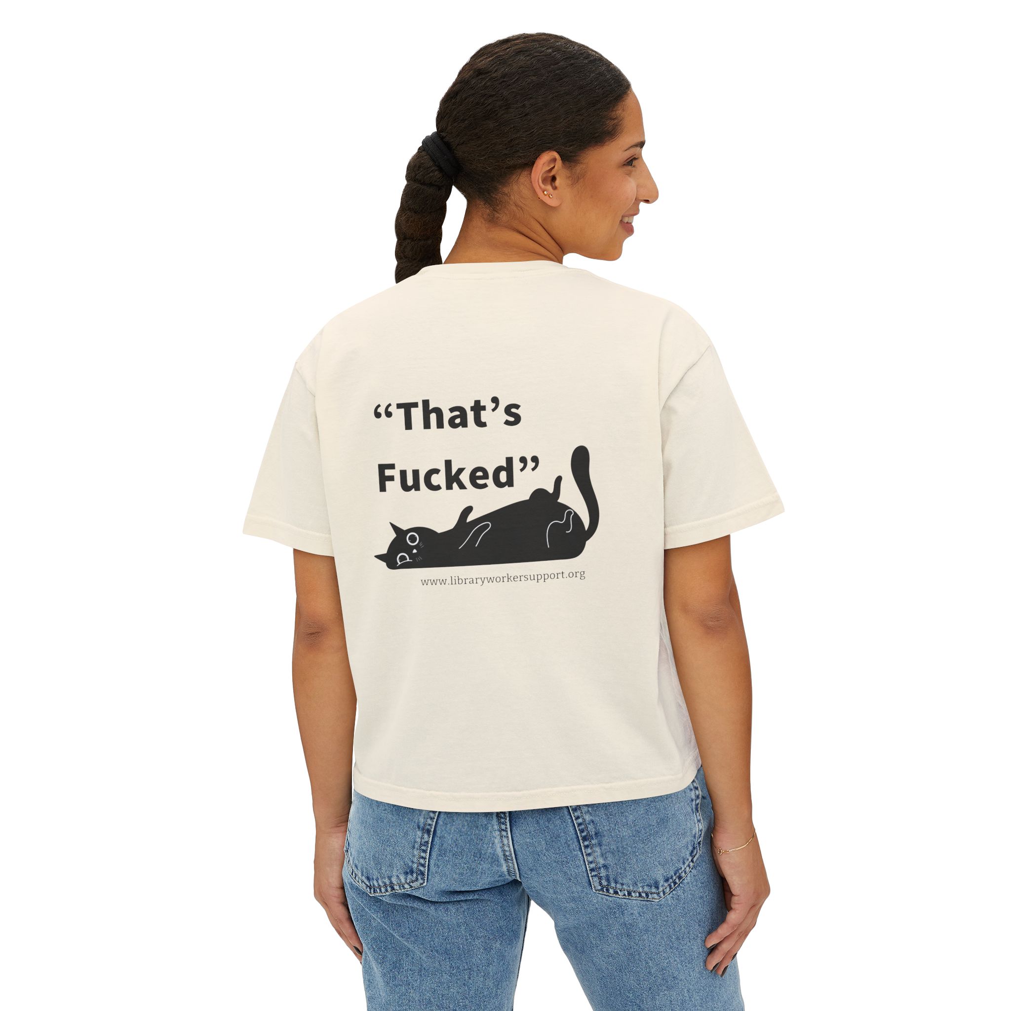 “That’s Fucked” Library Worker Solidarity Cropped T Shirt - Image 3